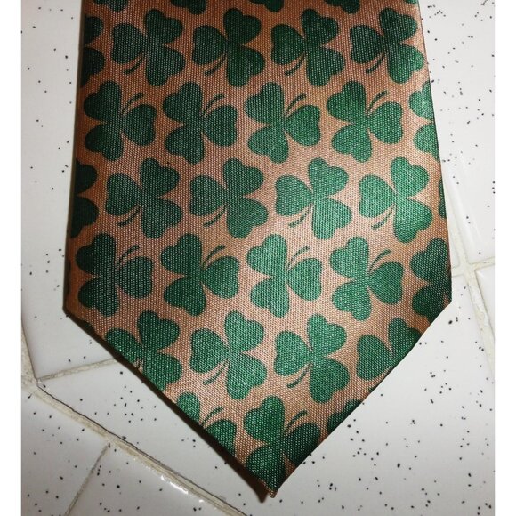 Vintage St. Patrick's Day Three Leaf Clover Neck Tie shamrock Irish - Picture 4 of 9